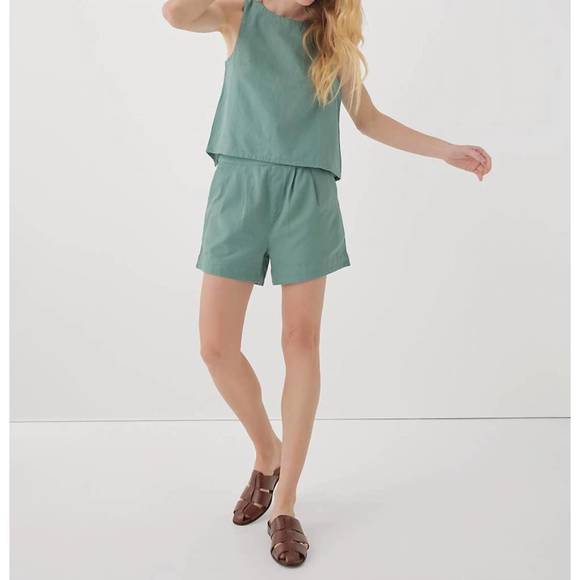 NEW PACT women's canopy linen blend tulip back tank in blue spruce - Picture 5 of 6